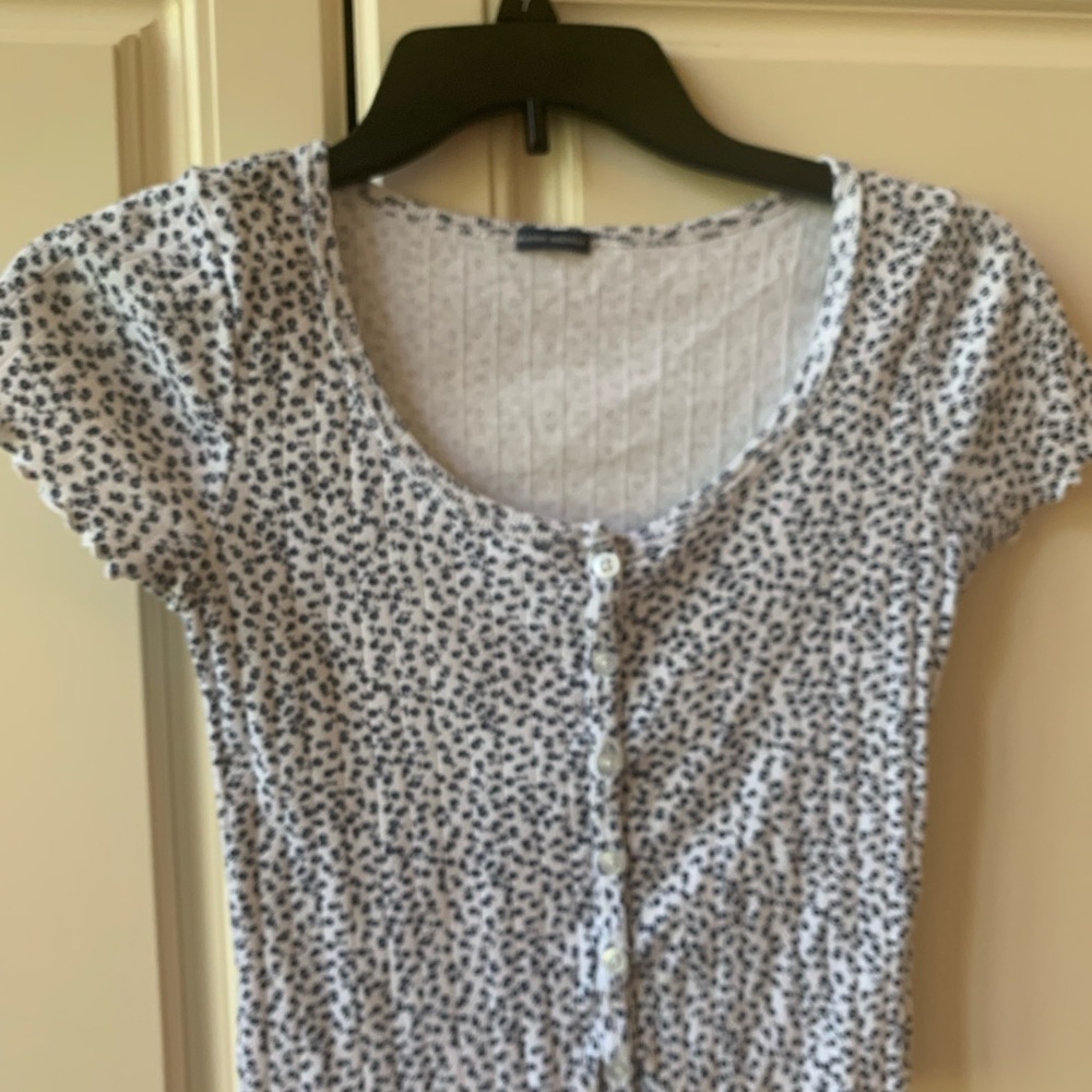 Brandy Melville button down short sleeve top with flower petals
